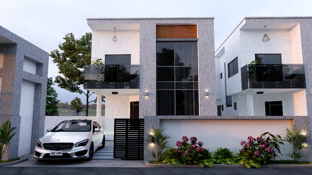 Front facade of an Anowaa Gardens detached townhouse