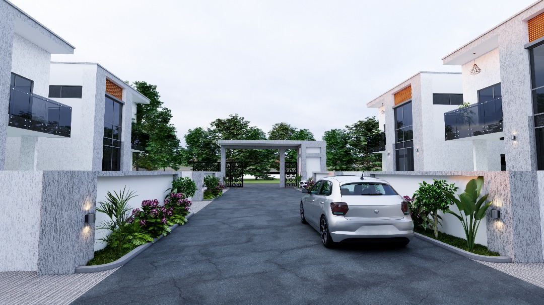 Anowaa Gardens landscaped community drive with greenery