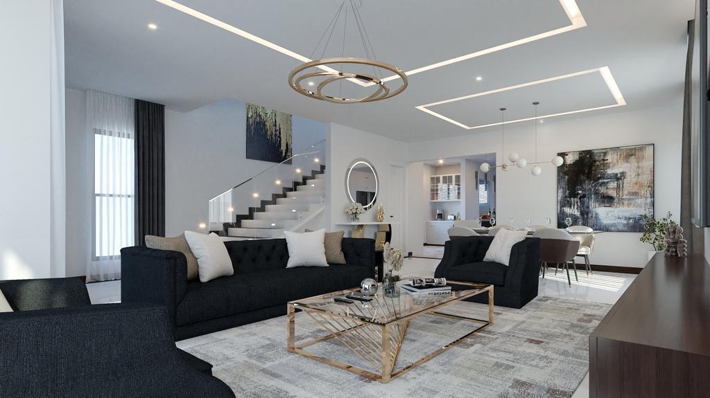 The 5-bedroom residence double-height living room