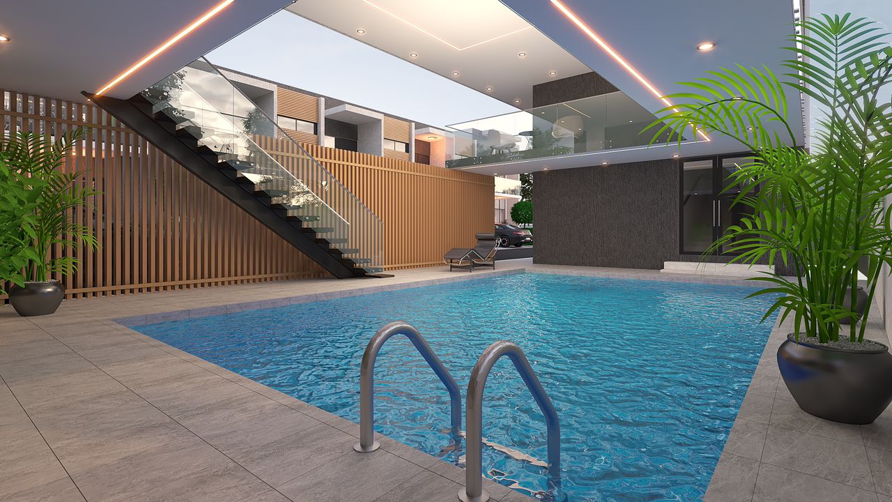 The Kharis indoor pool and wellness deck